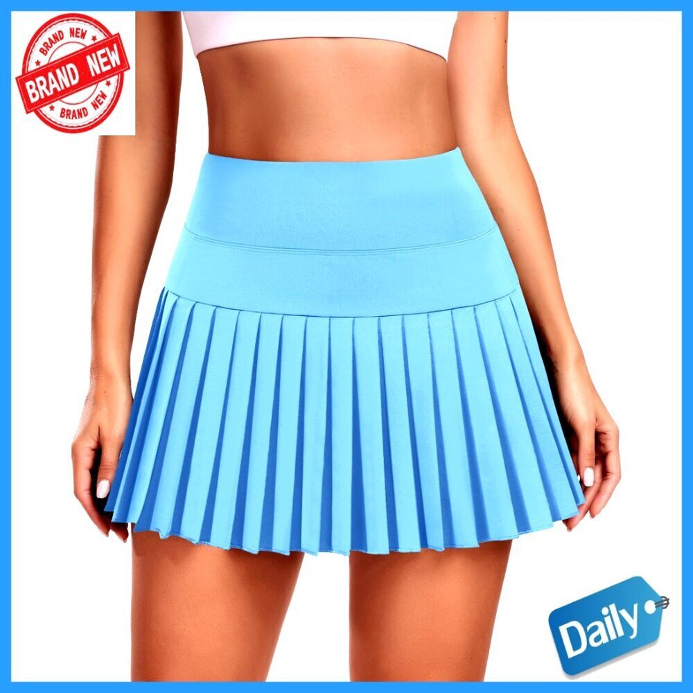 Pleated Tennis Skort with Built-in Shorts and Pockets for Women